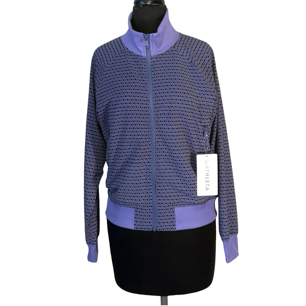 Athleta Brooklyn Bomber Jacket Small Captivate Chrome Blue NWT